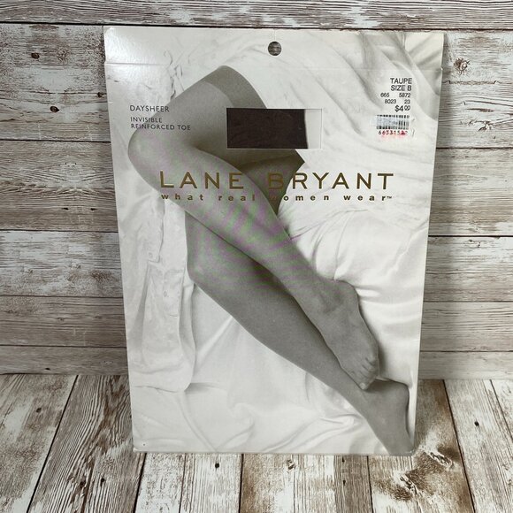 LANE BRYANT Nylon Pantyhose Daysheer Invisible Reinforced Toe Taupe Plus Size B - Picture 1 of 2